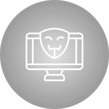 Bilgisayar ekranında hacker simgesi, vektör illüstrasyonu basit tasarım