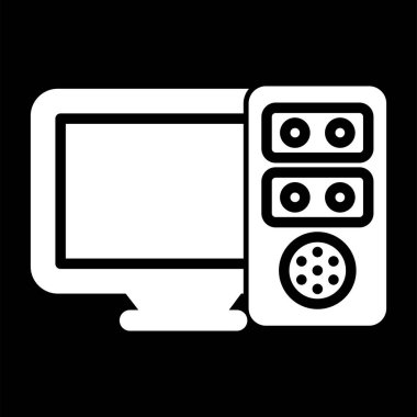 Masaüstü bilgisayar simgesi, vektör illüstrasyonu basit tasarım