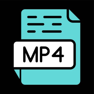 MP4 dosya web simgesi, basit vektör illüstrasyonu