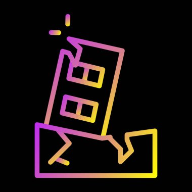 Earthquake icon on white background. Earthquake damaged to houses and building sign. Earthquake symbol. flat style.