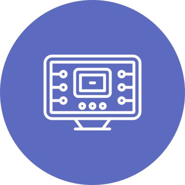 Masaüstü bilgisayar simgesi, vektör illüstrasyonu basit tasarım