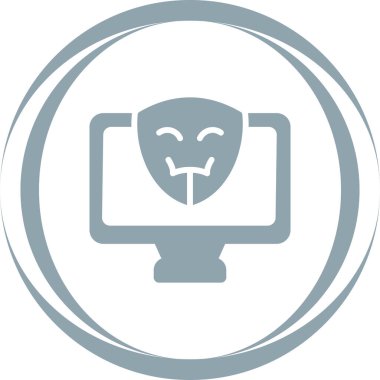 Bilgisayar ekranında hacker simgesi, vektör illüstrasyonu basit tasarım