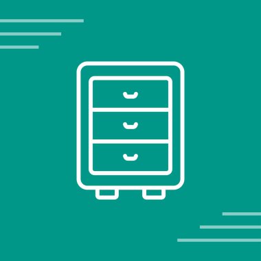 Mobilya dolabı ikonu. Mutfak ya da banyo dolabı tabelası. İş yeri dosya depolama çelik kabin vektör sembolü.