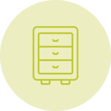 Mobilya dolabı ikonu. Mutfak ya da banyo dolabı tabelası. İş yeri dosya depolama çelik kabin vektör sembolü.