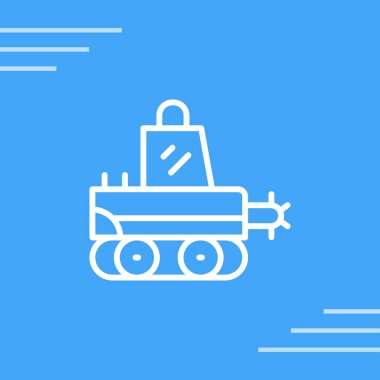 Glyph Biçimli Hendek Makinesi Simgesi, Beyaz Arkaplanda Renkli Vektör