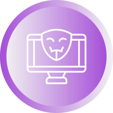 Bilgisayar ekranında hacker simgesi, vektör illüstrasyonu basit tasarım