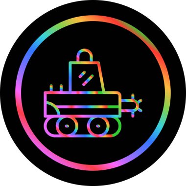 Glyph Biçimli Hendek Makinesi Simgesi, Beyaz Arkaplanda Renkli Vektör