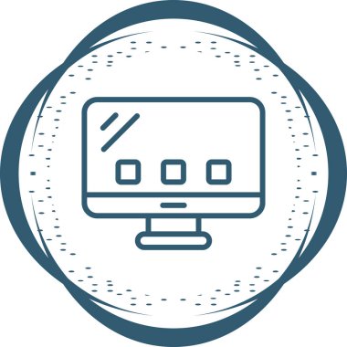 Masaüstü bilgisayar simgesi, vektör illüstrasyonu basit tasarım