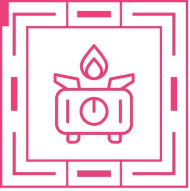 Kamp Soba Hattı Simge Vektörü. Fırın Kampı tabelası. İzole Sembol İllüstrasyonu