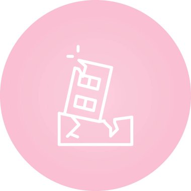Earthquake icon on white background. Earthquake damaged to houses and building sign. Earthquake symbol. flat style.