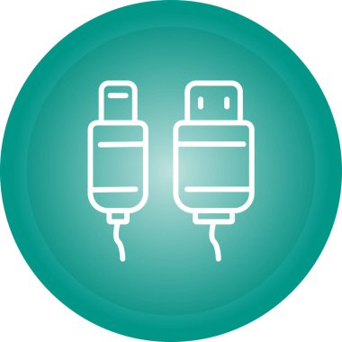  Usb Kablo ağ simgesi vektör illüstrasyonu 