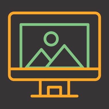 Bilgisayar ekranında illüstrasyon, vektör basit tasarım