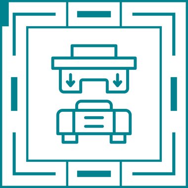 Web tasarımı, bilgi grafikleri ve daha fazlası için Creative Press Machine simgesi çizimi