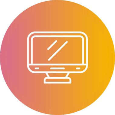 Masaüstü bilgisayar simgesi, vektör illüstrasyonu basit tasarım