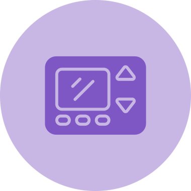 Beyaz arkaplanda izole edilmiş, satır biçimi simgesinde termostat denetleyici, dijital sıcaklık denetleyici simgesi