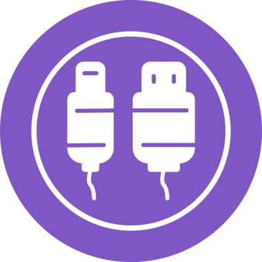  Usb Kablo ağ simgesi vektör illüstrasyonu 