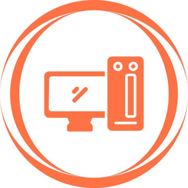 Masaüstü bilgisayar simgesi, vektör illüstrasyonu basit tasarım