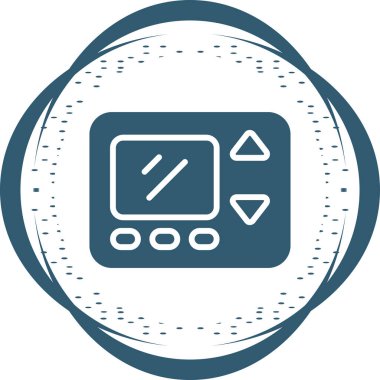 Beyaz arkaplanda izole edilmiş, satır biçimi simgesinde termostat denetleyici, dijital sıcaklık denetleyici simgesi