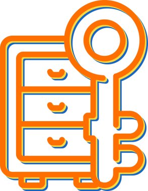 Mobilya dolabı ikonu. Mutfak ya da banyo dolabı tabelası. İş yeri dosya depolama çelik kabin vektör sembolü.