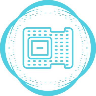 Bilgisayar İşlemcisi simgesi, vektör illüstrasyonu basit tasarım