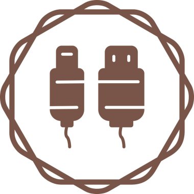  Usb Kablo ağ simgesi vektör illüstrasyonu 