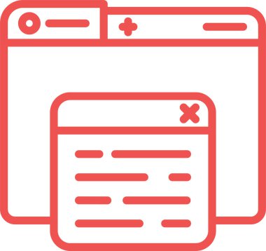 Açılır pencere simgesi izole edilmiş beyaz arka plan. Bir sekme işareti daha aç. Tarayıcı çerçeve sembolü. Dış bağlantı işareti. Çizgi, taslak ve doğrusal simge. Vektör İllüstrasyonu