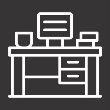 Office Desk web simgesi, basit vektör illüstrasyonu