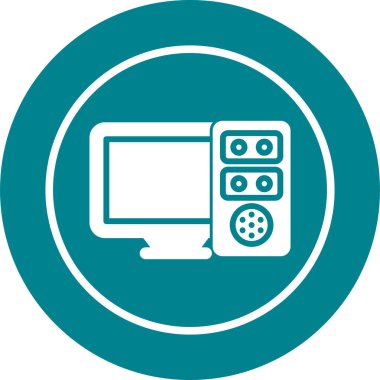 Masaüstü bilgisayar simgesi, vektör illüstrasyonu basit tasarım