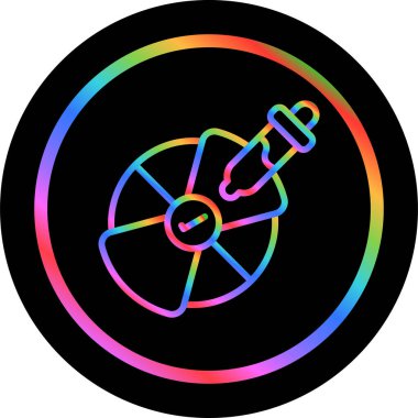 Renkli tekerlek simgesi. Parlak spektrum vektörü. Dairesel gradyan çizimi. Canlı tasarım ögesi.