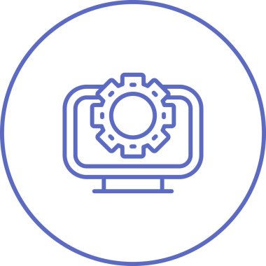 Masaüstü bilgisayar simgesi, vektör illüstrasyonu basit tasarım