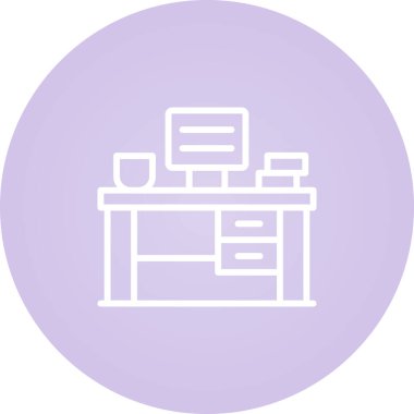 Office Desk web simgesi, basit vektör illüstrasyonu