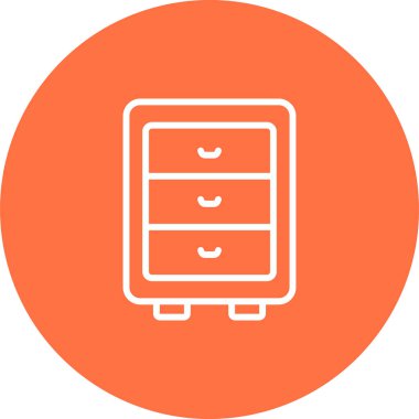 Mobilya dolabı ikonu. Mutfak ya da banyo dolabı tabelası. İş yeri dosya depolama çelik kabin vektör sembolü.