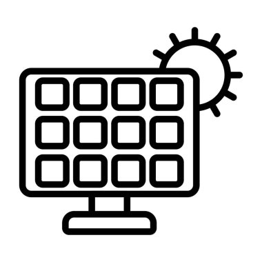 Güneş paneli şarj simgesinin vektör çizimi modern simge