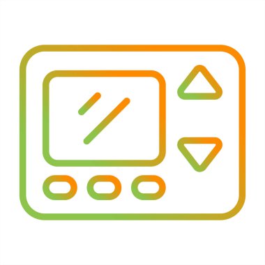 Beyaz arkaplanda izole edilmiş, satır biçimi simgesinde termostat denetleyici, dijital sıcaklık denetleyici simgesi