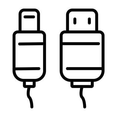  Usb Kablo ağ simgesi vektör illüstrasyonu 