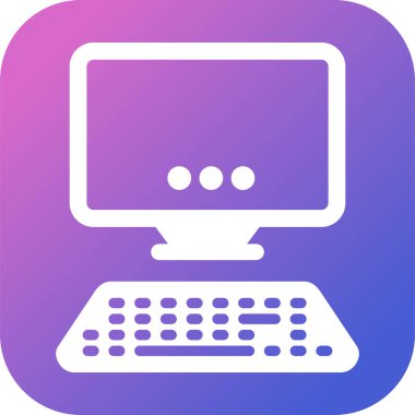 Masaüstü bilgisayar simgesi, vektör illüstrasyonu basit tasarım