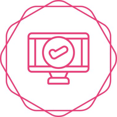 Sembolü güncelle, monitör simgesi üzerindeki işaretle, vektör illüstrasyonu