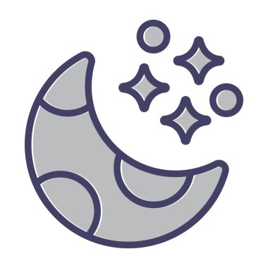 Beyaz arkaplanda ay vektör simgesi, gece simgesi 