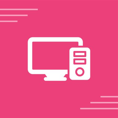 Masaüstü bilgisayar simgesi, vektör illüstrasyonu basit tasarım