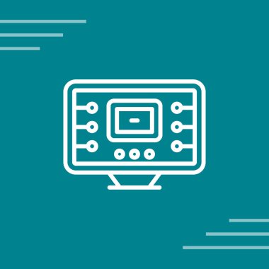 Masaüstü bilgisayar simgesi, vektör illüstrasyonu basit tasarım