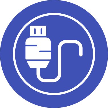  Usb Kablo ağ simgesi vektör illüstrasyonu 