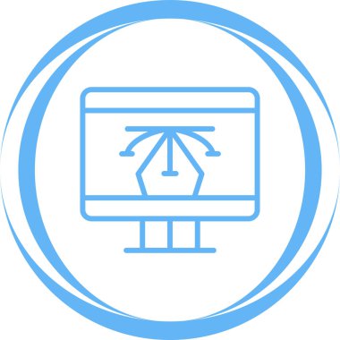 Bilgisayar ekranında vektör tasarımı simgesi, vektör illüstrasyonu