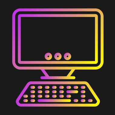 Masaüstü bilgisayar simgesi, vektör illüstrasyonu basit tasarım