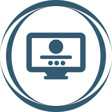 Masaüstü bilgisayar simgesi, vektör illüstrasyonu basit tasarım