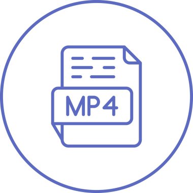MP4 dosya web simgesi, basit vektör illüstrasyonu