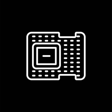 Bilgisayar İşlemcisi simgesi, vektör illüstrasyonu basit tasarım