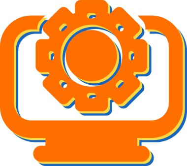 Masaüstü bilgisayar simgesi, vektör illüstrasyonu basit tasarım