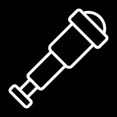 Teleskop simgesi. Eğitim ve bilim koleksiyonundan ince çizgili teleskop ikonu. Beyaz arkaplanda izole edilmiş ana hat vektörü