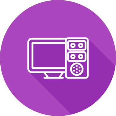 Masaüstü bilgisayar simgesi, vektör illüstrasyonu basit tasarım