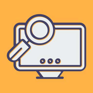 Masaüstü bilgisayar simgesi, vektör illüstrasyonu basit tasarım